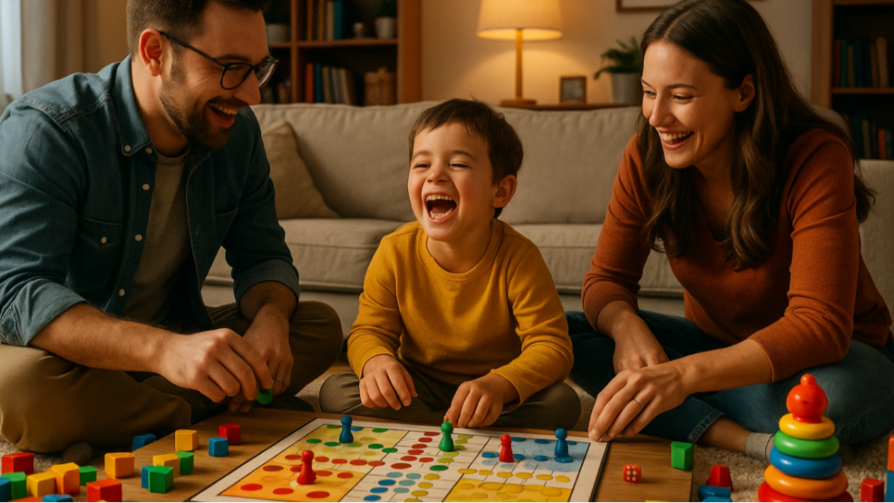 jeux et jouet d'intérieur avec un enfant et c'est parents